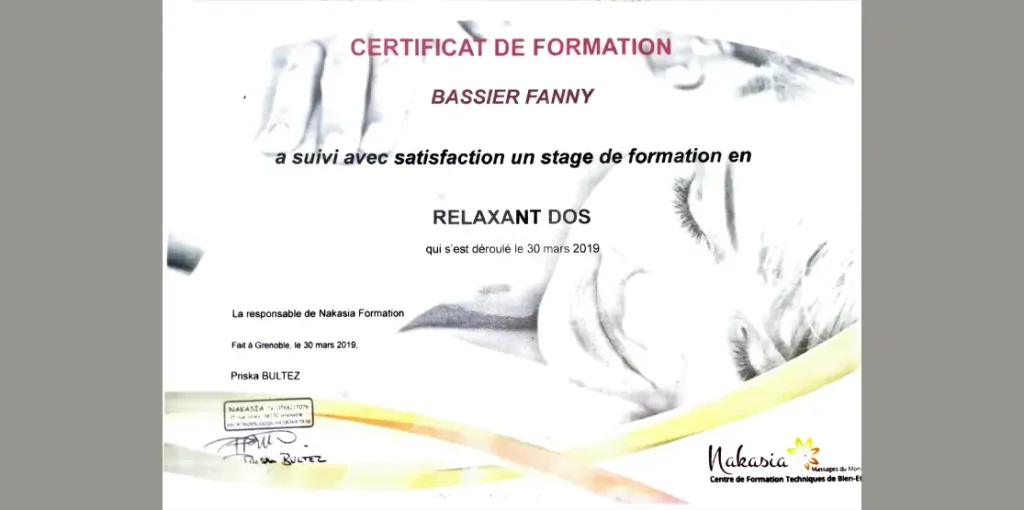 Qui suis-je ? - Diplôme Massage Relaxant Dos